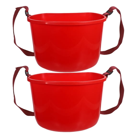 Luxshiny 2Pcs Multipurpose Red Plastic Crop Picking Backpack Bucket for Fruit and Vegetable Harvest