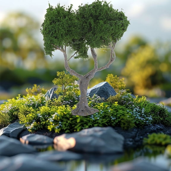 Luxshiny 2Pcs Olive Green Plastic Model Trees For Hobbyists And Students In Home Or Office