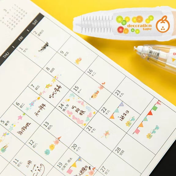 Luxshiny 2Pcs Pocket Tape Pen Decorative Press Tape with Strong Adhesive for Journals