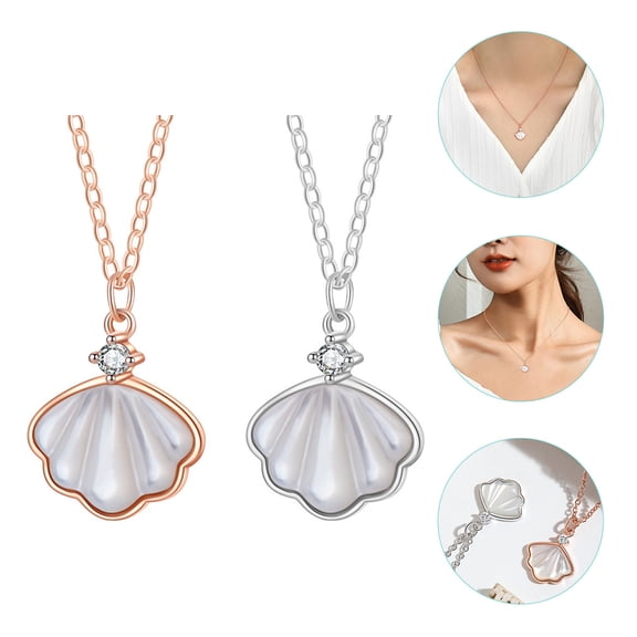 Luxshiny 2Pcs Pendant Necklace Shell Necklace Decorative Titanium Steel for Theme Party