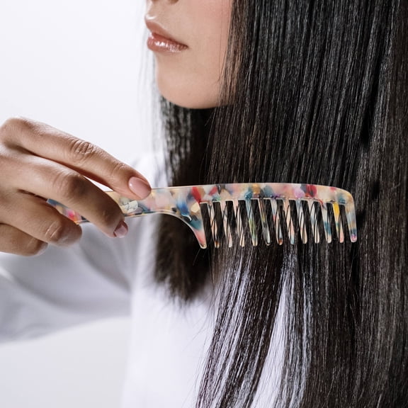 Luxshiny 2Pcs Plastic Wide Tooth Hairdressing Comb Anti Static Portable Home Hairstyling Tool