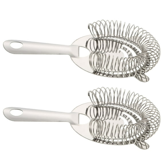 Luxshiny 2Pcs Plated Silver Stainless Steel Barware Ice Strainers Ergonomic Comfortable Bartending Tool