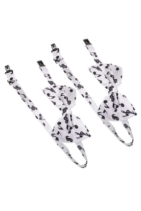 2Pcs Polyester Bow Tie with Music Note Pattern Decorative Bowtie for Event and Party Wear