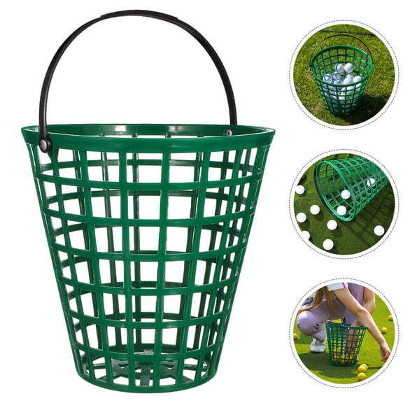 Luxshiny 2Pcs Portable Green Golf Ball Bucket with Handle Lightweight Durable Plastic Storage Basket for Outdoor Use