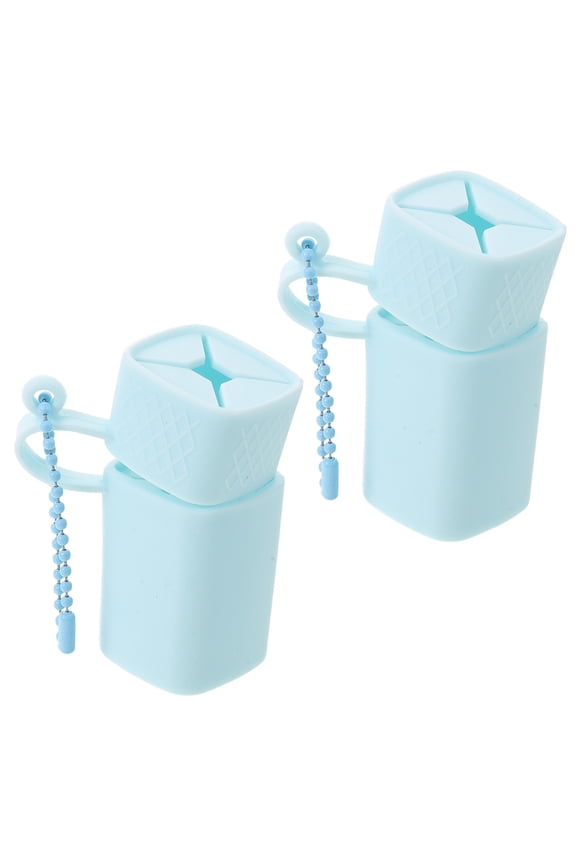 2Pcs Portable Lipstick Organizer Sky Blue Silicone Sleeve with Chain for Easy Access and Safety