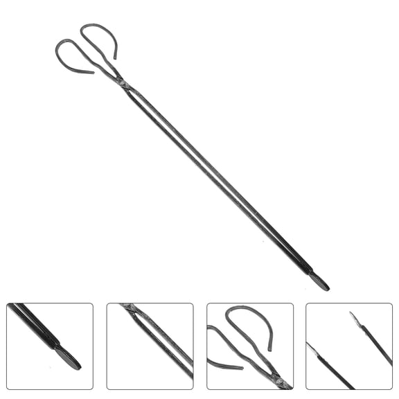 Luxshiny 2-Pack Outdoor Garbage Clips Iron Tongs for Fireplace, Backyard Bonfire, Camping and BBQ Use