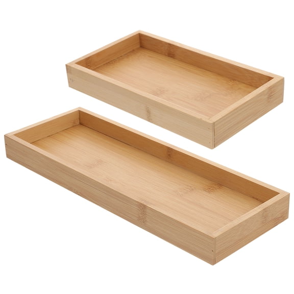Luxshiny 2Pcs Rectangle Tea Tray Bamboo Multi-functional for Home and Kitchen