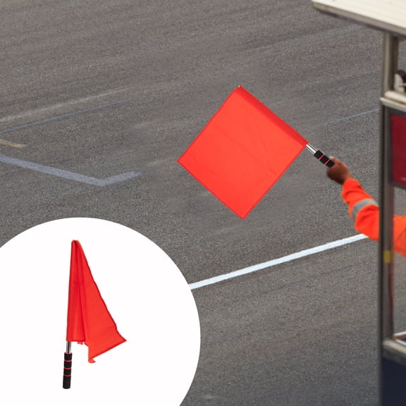 Luxshiny 2Pcs Red Waving Flags for Racing with Sturdy Stainless Steel Poles and Soft Sponge Handles