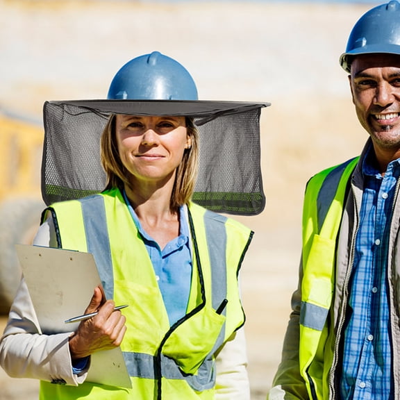 Luxshiny Grey Construction Hard Hat with Extended Sun Visor, Polyester Safety , 2-Pack