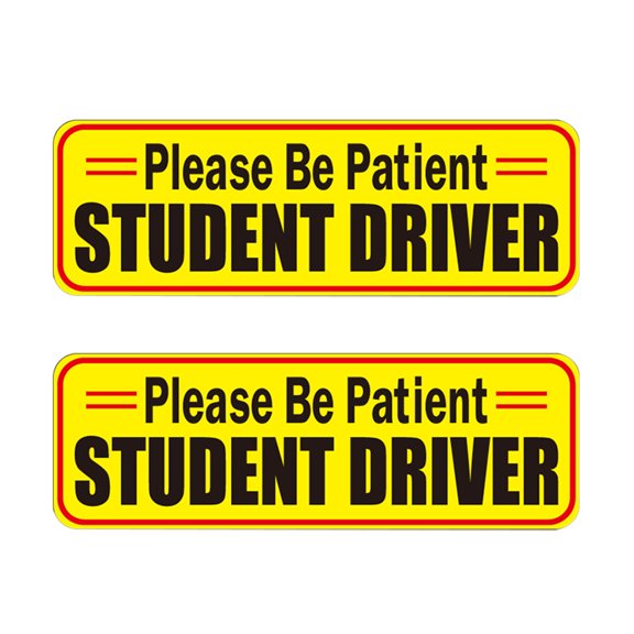Luxshiny 2Pcs Reusable Yellow Magnetic Car Stickers Reflective Vehicle Safety Signs for Beginner Drivers