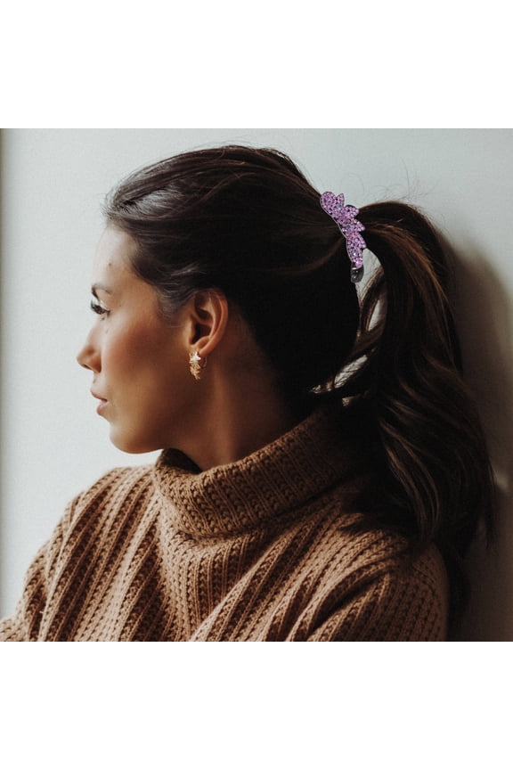2Pcs Fashionable Rhinestone Hair Claw Clips for Women in Violet