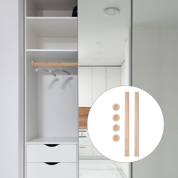 Luxshiny 2Pcs Rustic Hanging Wood Rod Decoration Khaki Wardrobe Support for Households