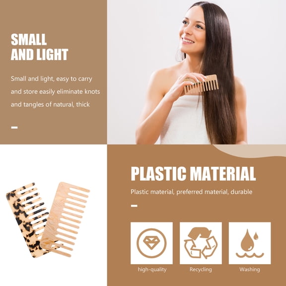 Luxshiny 2Pcs Household Hair Comb Wide Tooth Hairdressing Tool Anti-Static Portable Assorted Colors