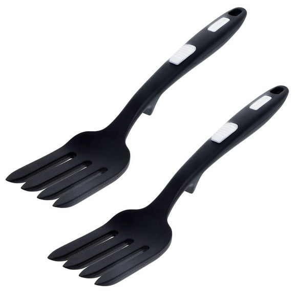 Luxshiny 2Pcs Silicone Cooking Fork Black Flexible Non Scratch Food Fork for Kitchen Use