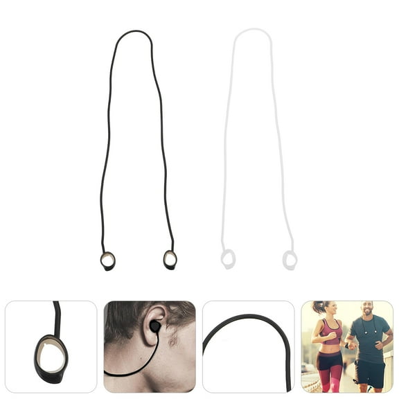 Luxshiny 2Pcs Silicone Earphone Strap Anti Lost Leash in Assorted Colors for Yoga and Exercise Use