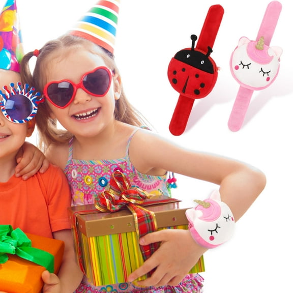 Luxshiny Plush Slap Band Stuffed Purse Bracelet White 2Pcs