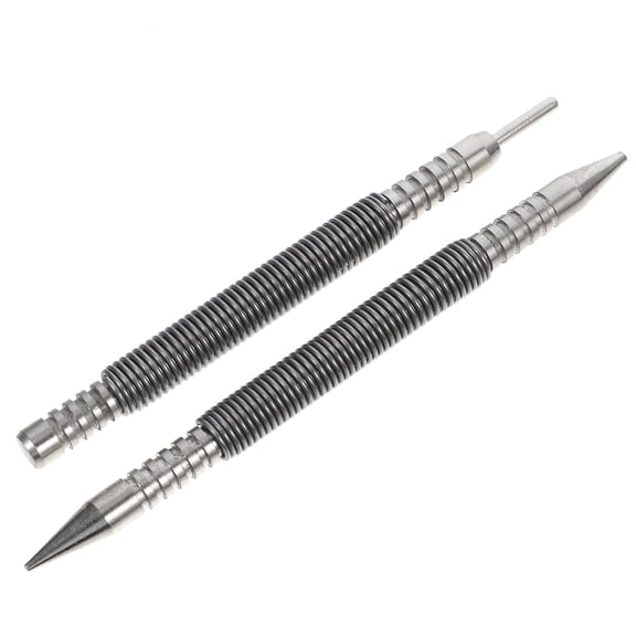 Luxshiny 2Pcs Small Lightweight Spring Punch Set Carbon Steel for Woodworking Applications