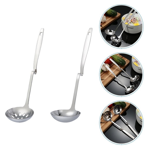 Luxshiny 2Pcs Small Stainless Steel Slotted Spoons for Serving Fruits Salads and Desserts