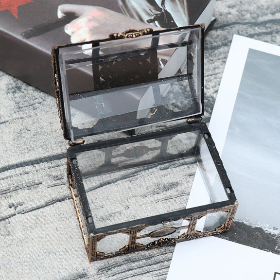 Luxshiny 2Pcs Small Vintage Style Treasure Chest Box Dark Brown Lightweight for Home