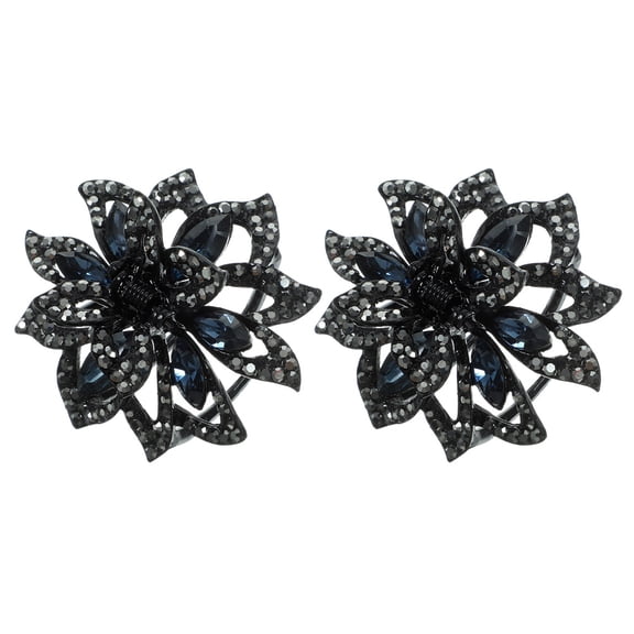 Luxshiny 2Pcs Sparkly Claw Clip Black Hair Clips Women for Comfortable Long Use Showering Cooking