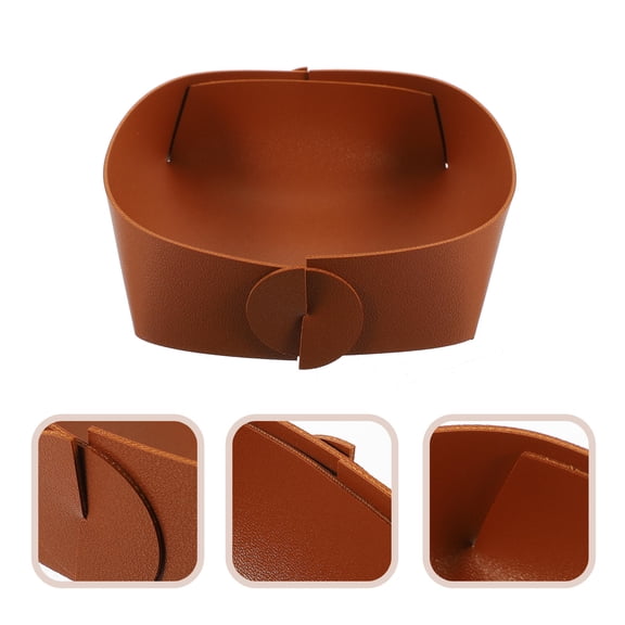Luxshiny 2Pcs Stylish Brown Tabletop Storage Tray for Entryway and Office Decor