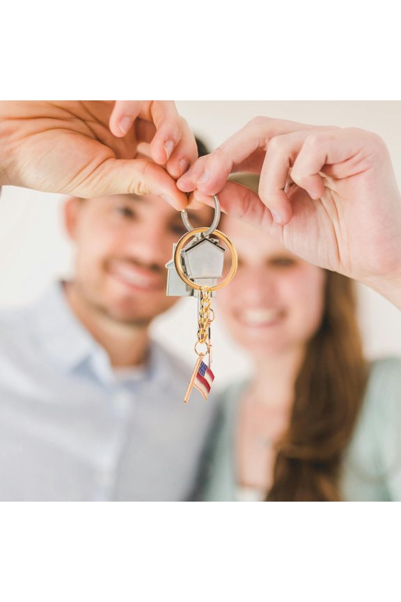 2Pcs Usa Flag Metal Keychain Decorative Pendant for Handbag Purse Key Storage