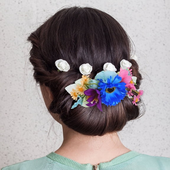 Luxshiny 2Pcs Vintage Floral Side Hair Combs Assorted Color Rose Shape for Women Hair Decor