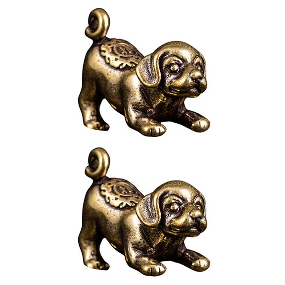 Luxshiny 2Pcs Vintage Style Copper Pendant Dog Modeling Home Adornment Decorative Ornament