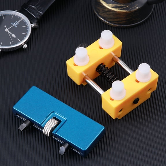 Luxshiny 2Pcs Watch Back Case Remover Tool Adjustable with Holder for Repair Use