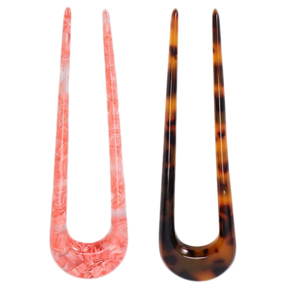 Luxshiny 2Pcs Wavy U-Shape Hair Clips Hair Accessories Assorted Color Easy Use Vintage Design