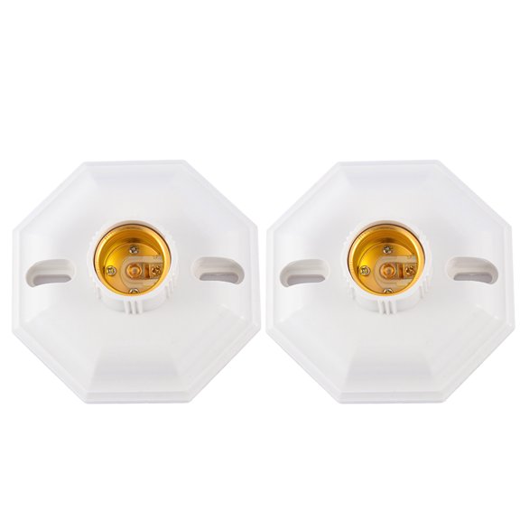 Luxshiny 2Pcs White E27 Light Base Octagonal Lamp Holder Adapter for Living Room Use