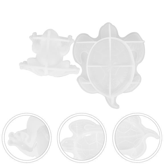 Luxshiny 2Pcs White Silicone Turtle and Frog Mold Flexible Epoxy Casting Tool for Home Art Crafts