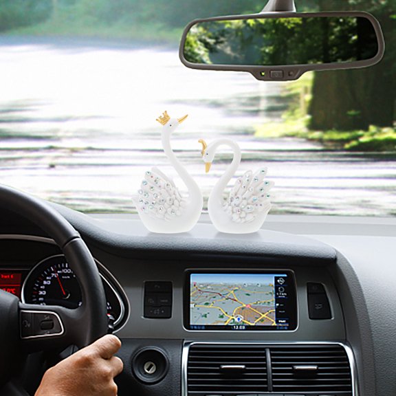Luxshiny 2Pcs White Swan Dashboard Accessories Car Interior Decor Durable and Easy to Clean
