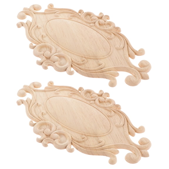 Luxshiny Corner Decorative Furniture Appliques Wood Beige 2Pcs