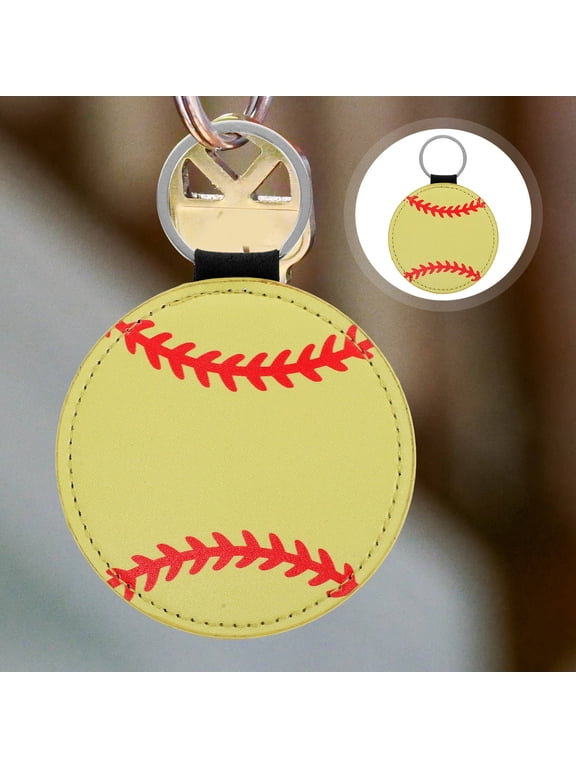2Pcs Yellow Baseball Softball Keychain Double Function As Chic Bag Charm and Key Holder