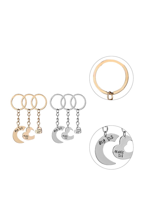 2Sets Sister Keychain Alloy Heart Shape Cute Bag Pendant Fashion Accessories