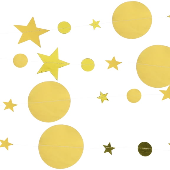 Luxshiny 2Sets Golden Wedding Star Gar Paper Banner for Hanging Decoration At Engagement and Festival
