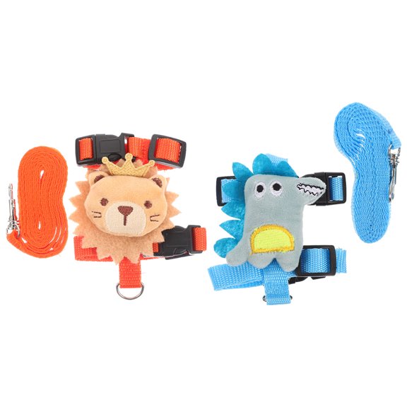 Luxshiny 2Sets Small Pet Harness and Leash Set Adjustable Bunny Walking Rope with Protective Traction