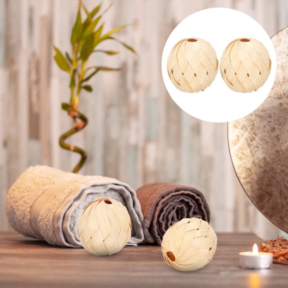 Luxshiny 2pcs Bamboo Ball Baskets Mini Lantern Lampshade for Decorators Outdoor Use Khaki Decoration