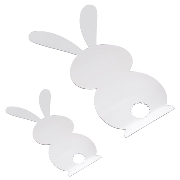 Luxshiny 2Pcs Easter Wall Decor Plated Silver Acrylic Bunny Stickers for Glass and Smooth Surfaces