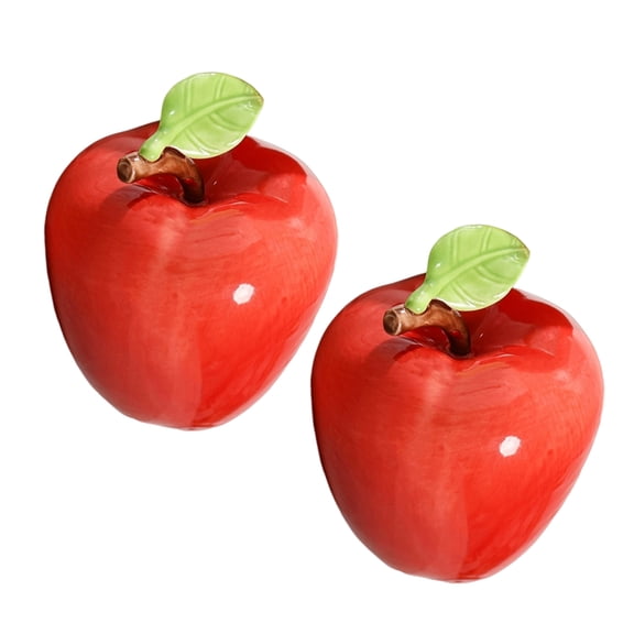 Luxshiny 2pcs Ceramic Artificial Apple Figurine for Christmas Decor Display