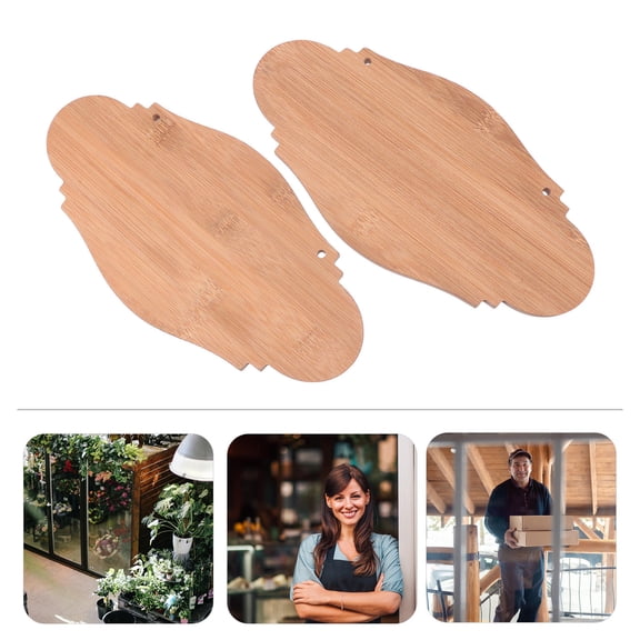 Luxshiny 2pcs Garden Hanging Wood Signs Unfinished for DIY Craft Light Brown