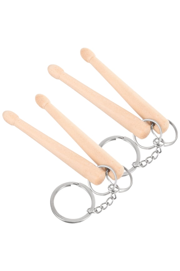 2-Pack Mini Wooden Drum Keychains with Simple Design, Perfect for Keys and