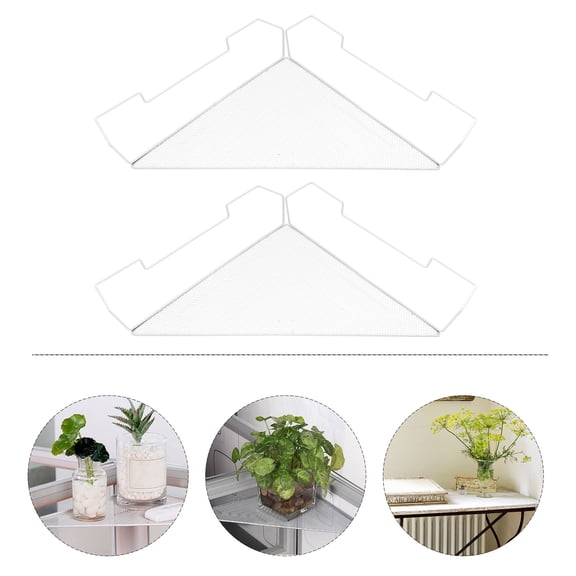 Luxshiny 2pcs Modern Triangle Iron Corner Rack with Hooks for Office Cubicle Storage Shelf