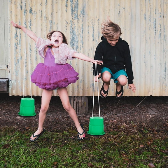 Luxshiny Set of 2 Non- Balance Training Stilts for Outdoor Play and Sensory Development, Green Color