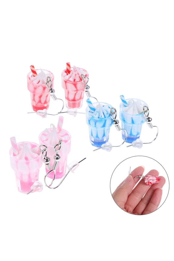 3 Pairs Kawaii Ice Cream Earrings Fashionable Durable Comfortable to Wear Women Accessories