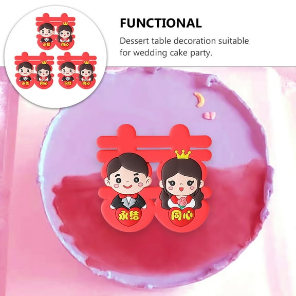 Luxshiny 3 Pcs Wedding Cake Figurines Bride Groom Appearance Soft Rubber for Wedding Events