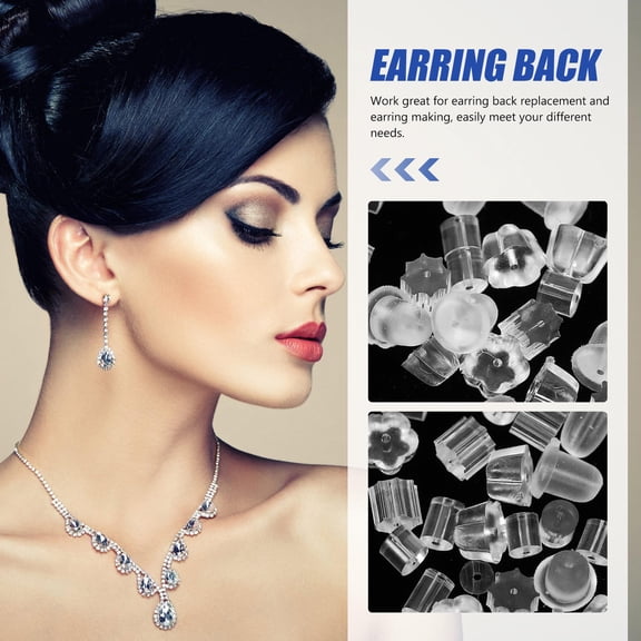 Luxshiny 300Pcs Clear Silicone Earring Backs for Pierced Earring Back Replacement Stoppers