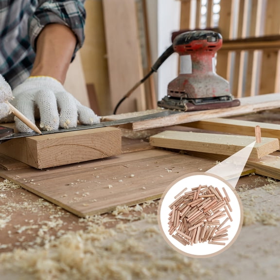 Luxshiny 300Pcs Round Wood Pins High Density Hardwood Durable Wood Shafts
