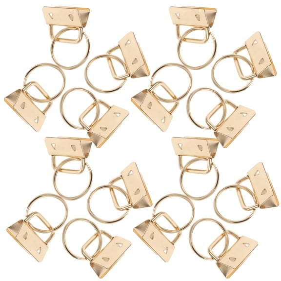 LITINKIMI 30Pcs Key Fob Hardware Golden Metal Clamps for Custom Wristlet Keyrings and Bag Accessories